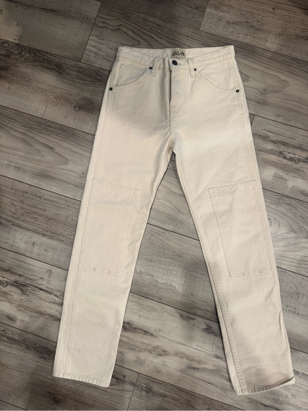 Hey Gang 24 Women's white Cream Straight-Leg Utility Pants -